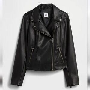 GAP Black Faux Leather Moto Jacket
